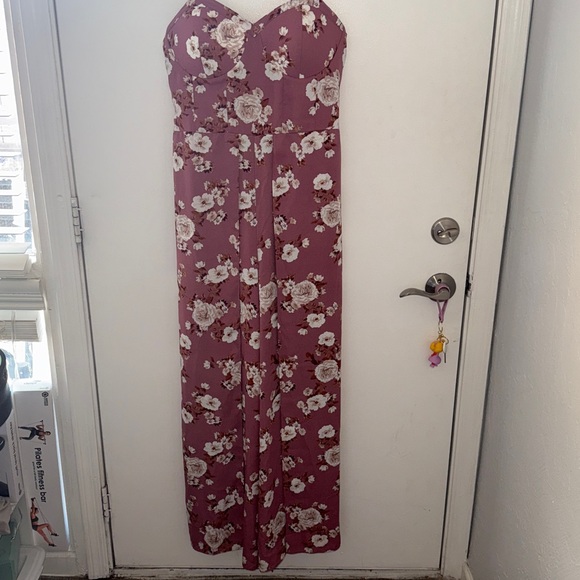 Floral Print Sleeveless Sweetheart Neck Bra Cup Jumpsuit - Picture 2 of 5